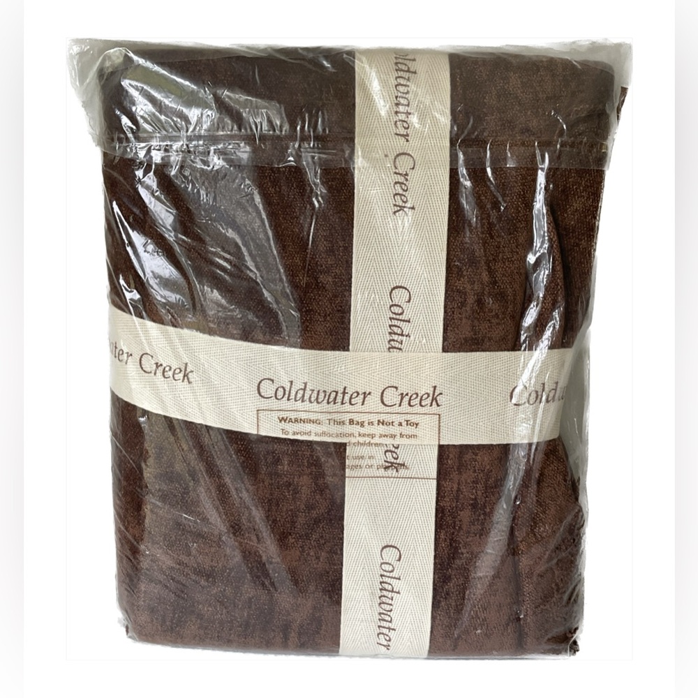 Coldwater Creek Brown Chenille Throw Blanket with Fringe 50 × 70 NWT